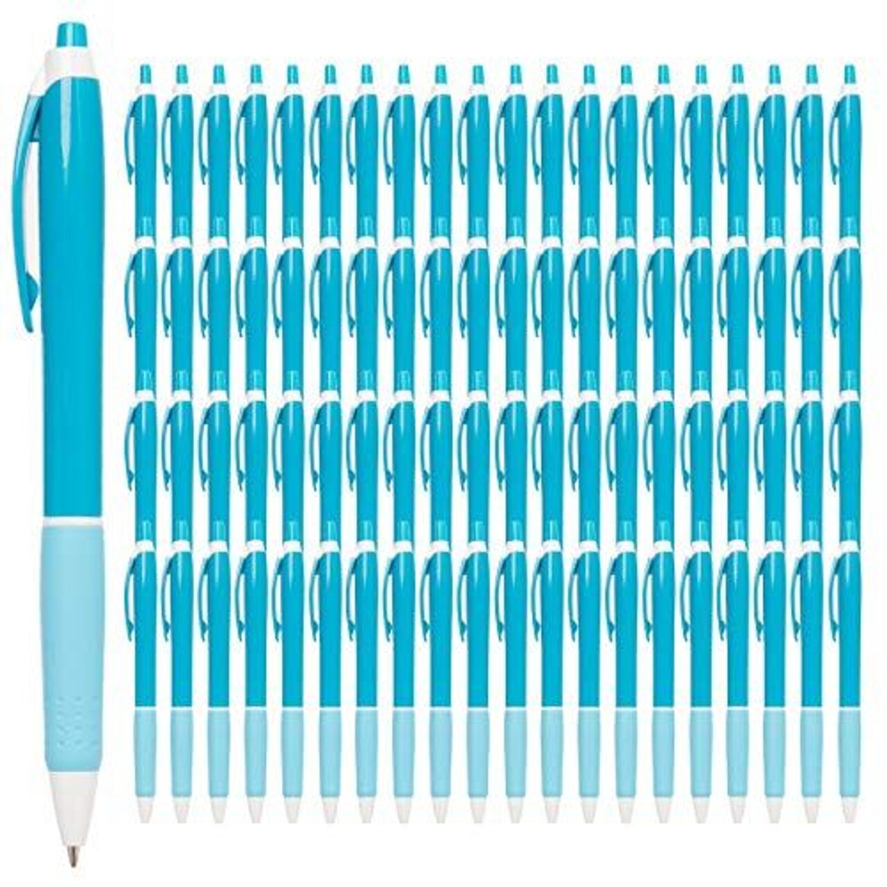Simply Genius Pens in Bulk - 100 pack of Office Pens - Retractable Ballpoint Pens in Black Ink - Great for Schools, Notebooks, Journals & More (Blue, 100pcs)